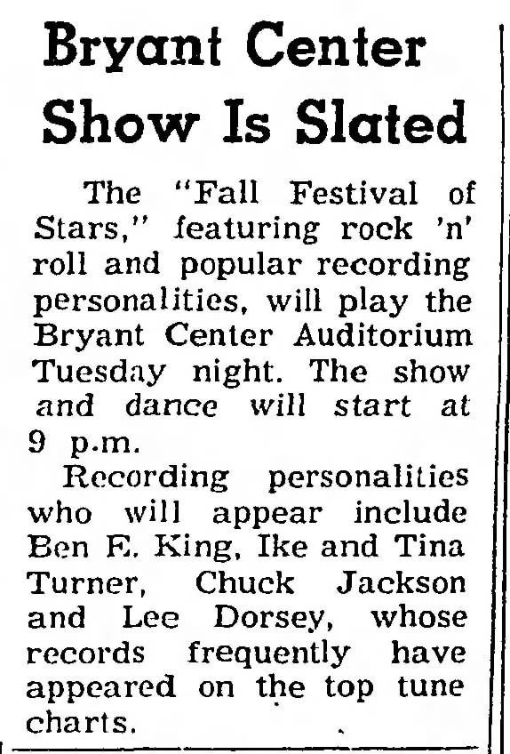 November 7, 1961 Bryant Center Auditorium, Oklahoma City, OK Concerts