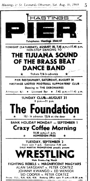 August 30, 1969 Hastings Pier Ballroom, Hastings, ENG