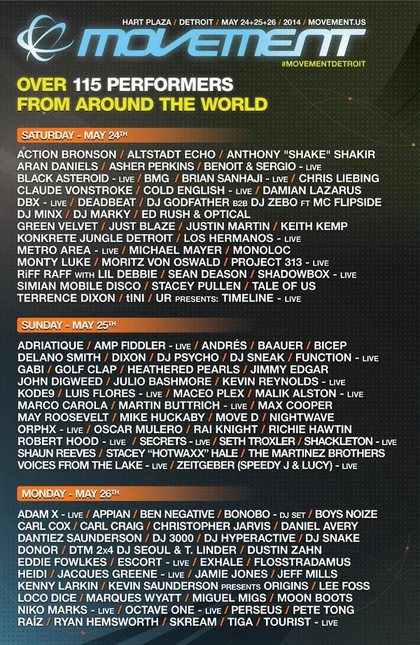 Movement Electronic Music Festival 2014 Concerts Wiki Fandom