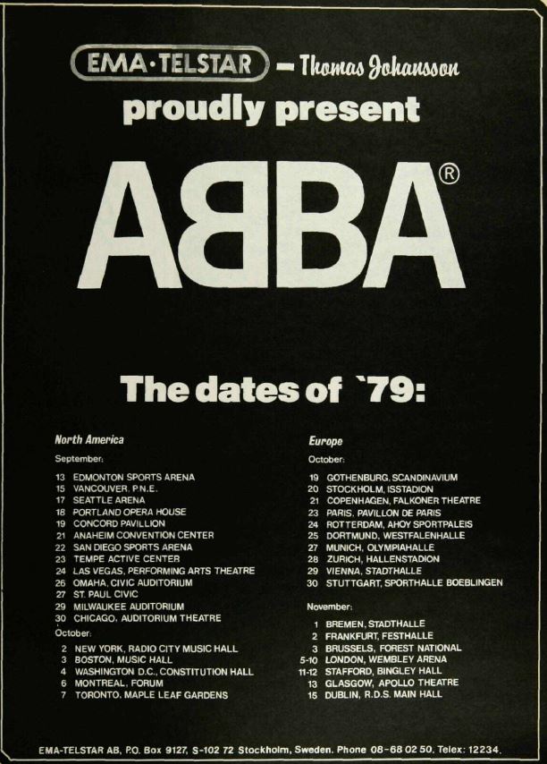 ABBA アバ 1979年 北米・ヨーロッパツアー パンフレット （プログラム）-