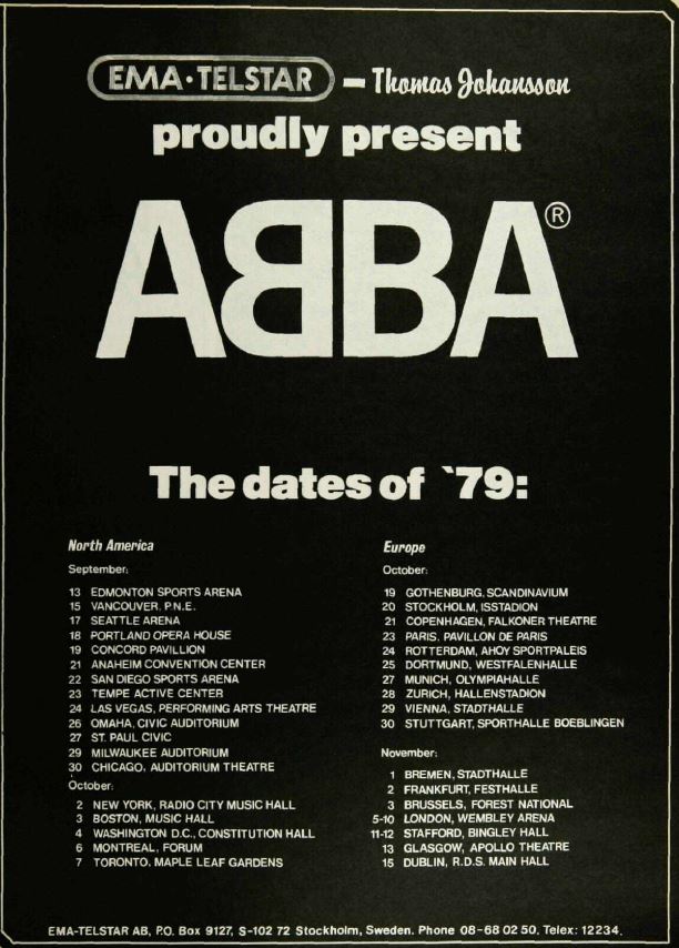 日本製 ABBA アバ アバ パンフレット 北米 ヨーロッパツアー 1979年