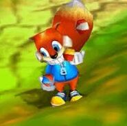 Conker juggling balls with idling animation.