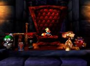 Rodent to the left in Franky, Ron and Reg in the Throne Room.