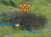 A rebel warband in battle with players.