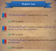 Log showing the progress of your expedition