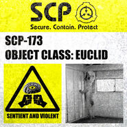 The label outside SCP-173's containment chamber.