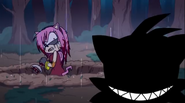 She getting angry at Tails when he starts laughing about her situation