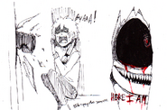 X punches through the wall to startle Tom he was chasing saying "HERE I AM"