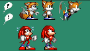 Concepts of Tails' and Knux's sprites for game.