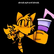 Art of the drinker, asking you to drink his evil drink, drawn by The Drinker's voice actor.
