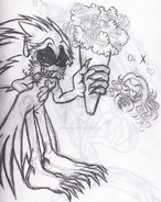 X presenting flowers to a greatly pleased Shannon