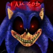 Falsecow's infamous artwork of the 'I AM GOD' screen that got used in MY5TCrimson's game.