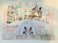 Fanart of X versus the protagonists of Parallel Depths.