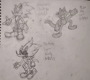 FleetwaySuperKingConcept.jpg (520 KB) The Original Redesign Concept for Fleetway Super King. Includes sketches of FNF Xenophanes' You Can't Run Depiction and Felix the Cat.