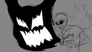 Jesse "consuming" the Time Eater to have its power
