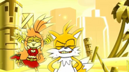 Tails gets slightly annoyed of how excited she is