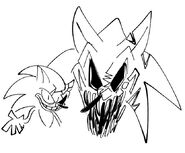 Doodle for "Sonic" in both forms in a style similar to MaxOKE.