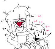 Sarah and Needlem0use laughing and bruhing.