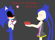 Shei celebrating X's 3 and a half birthday, offering him marinara and pickle meatballs.