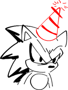 EXE celebrating his birthday in his faker form, with a party hat.