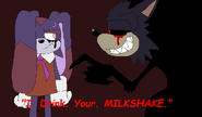 JC's part of an art trade with DeadMaster1317/Shei featuring Alice and X.