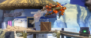 Bahamut performing a Vault action over a wooden crate in Uprising.