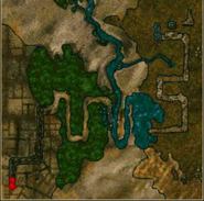 The map shown in intermission screens, displaying the region and the route the heroes take.