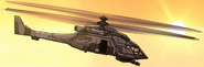 A Contra Helicopter seen during the comic book-style ending of Operation Galuga.