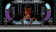 The large space station room featuring Colonel Bahamut, where the heroes are restrained.