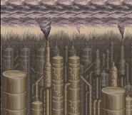 Background of the first area, a factory filled landscape.