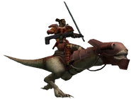 (Katana) Jaguar riding a Velociraptor in Neo Contra.