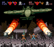 The plane bombing the city in Contra III.