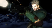 Bill firing the Machine Gun in a cutscene of Shattered Soldier.