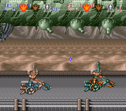 The Jet motorcycles being piloted by the heroes in Contra III.