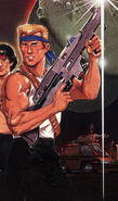 Bill Rizer artwork from the Japanese Contra arcade flyer.