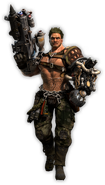 Kaiser A war veteran commando trained by Bill Rizer. He was reconstructed after receiving massive injuries during the Alien Wars and now bears numerous cybernetics, notably a cybernetic drill for an arm. Nicknamed the "Headcase".