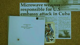 Control Ultimate Edition - Havana AWE reference on corkboard in Ahtis office
