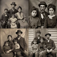 During the 19th and early 20th century thousand of families immigrated to Odetia. First row from left to right: English and Italians. Second row from left to right: Mexicans and Hungarians.