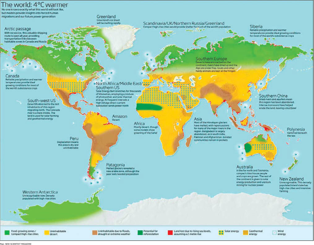 earth after global warming map