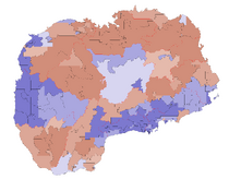 Map of Odetia showing its congressional districts inclinations.