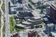 Aerial view of the Parliament Building in Calgary, Alberta
