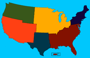 The regions of continental America were politically organized into six Overdistricts