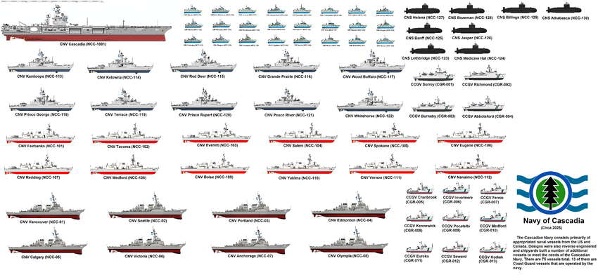 Ships of the Cascadian Navy and Coast Guard