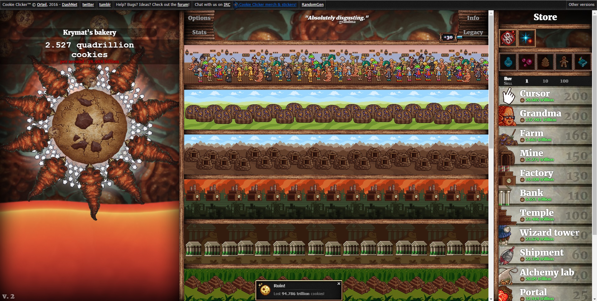 I used the cookie clicker hack on unblocked games (the advanced