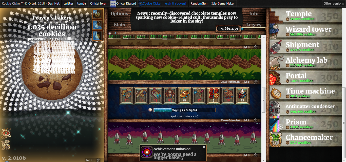 cookie clicker game stagnating