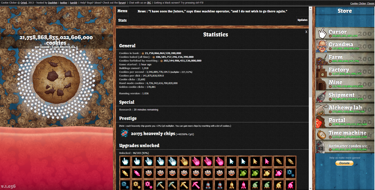 Cookie Clicker + 3Upgrade + 1 Prestige • Machinations Community