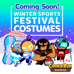 [1] "New costumes coming soon! Cookies are showing off their... winter sports skills?? 🎿 Which one would you like to get the most?"