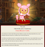 Cherry Blossom Cookie's description in the Cookie Run personality quiz.