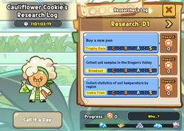 Cauliflower Cookie’s Research Log