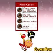 Cherry Cookie stole Pirate's Bomb from Pirate Cookie. Retrieved from the Cookie Run Facebook page.